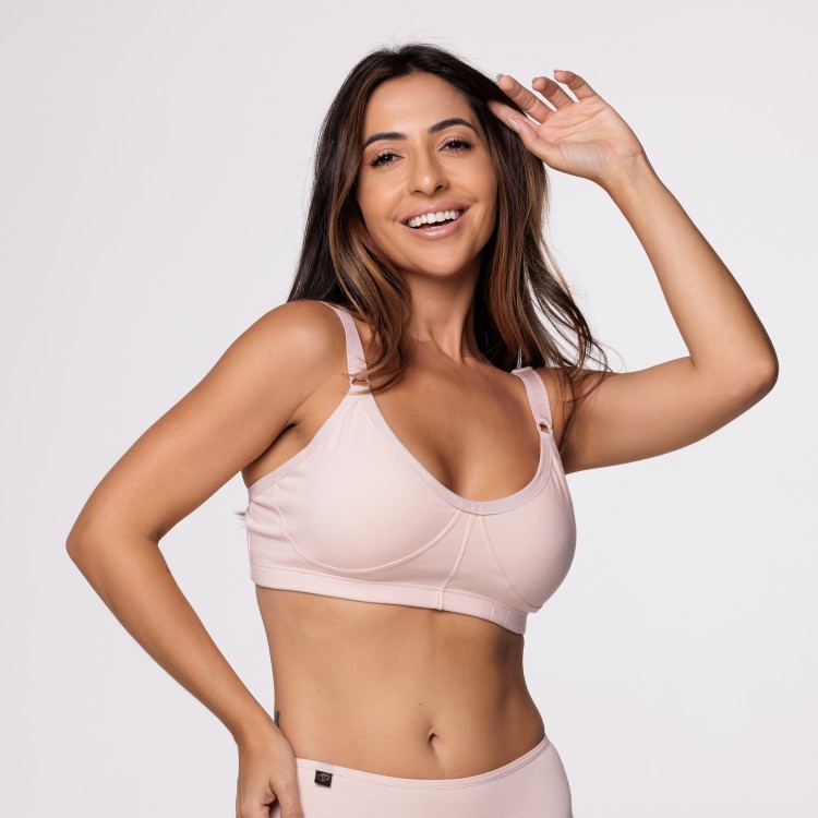 Sutiã Algodão Egípcio Nude sem Bojo com Alça Reforçada Sustentação Conforto