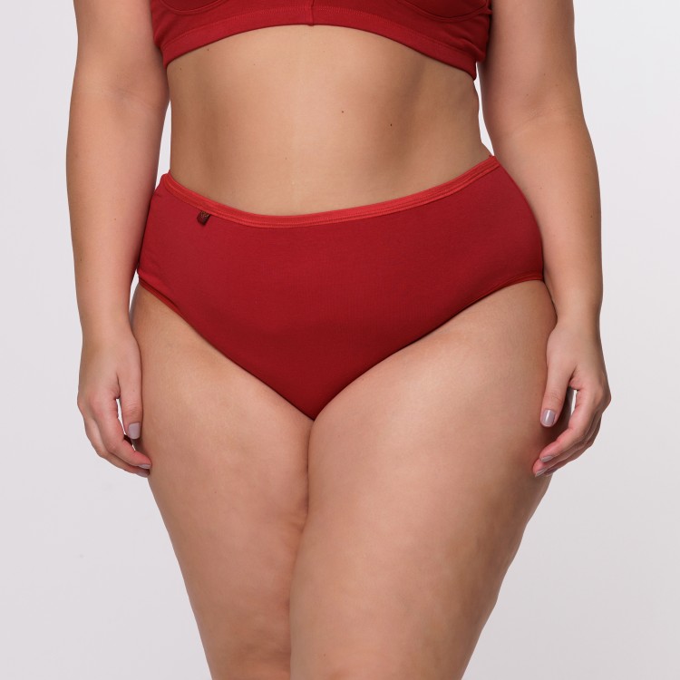 Calçola Plus Size Senhora Em Algodão Egípcio Rubi