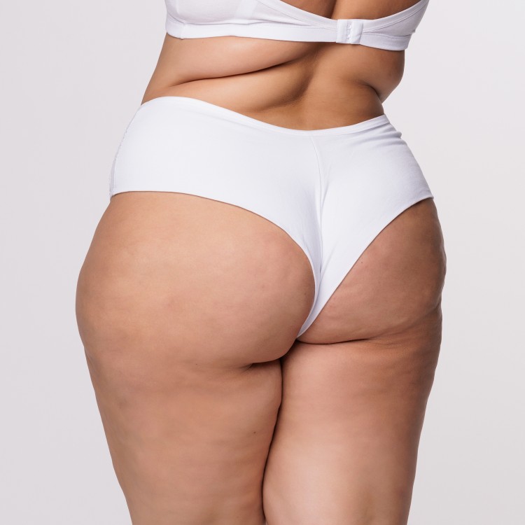 Calcinha Plus Size Fio Duplo Branca com Renda na Lateral
