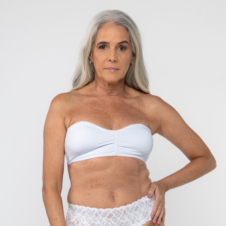 tomara que cai em Algodão Egípcio e Alça Removível Branco