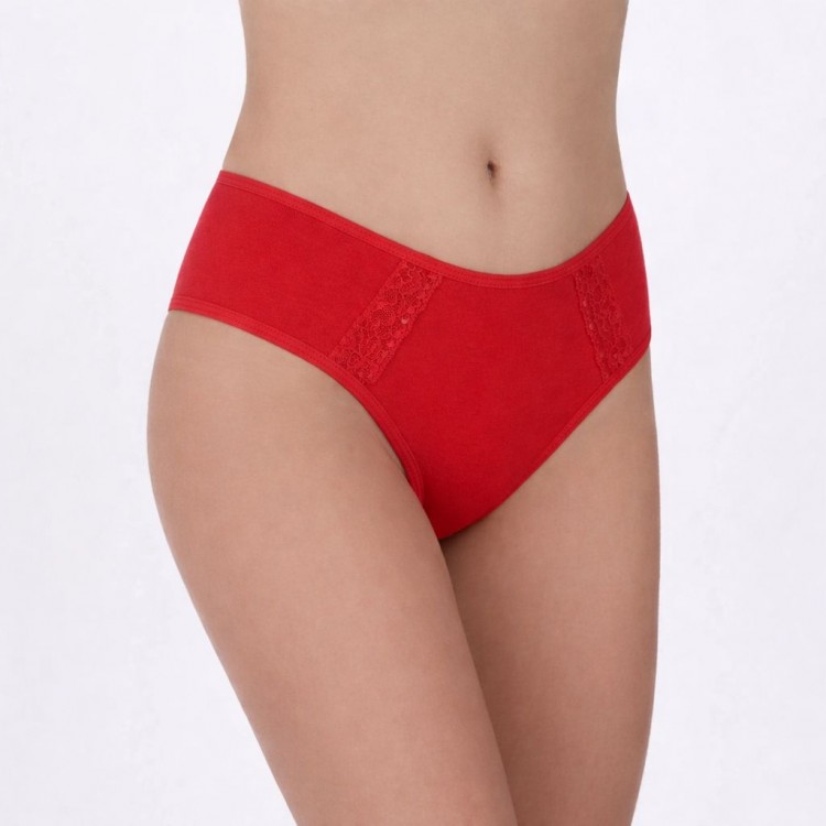 Calcinha Algodão Egípcio Rubi Detalhe Renda Frontal - Rubi