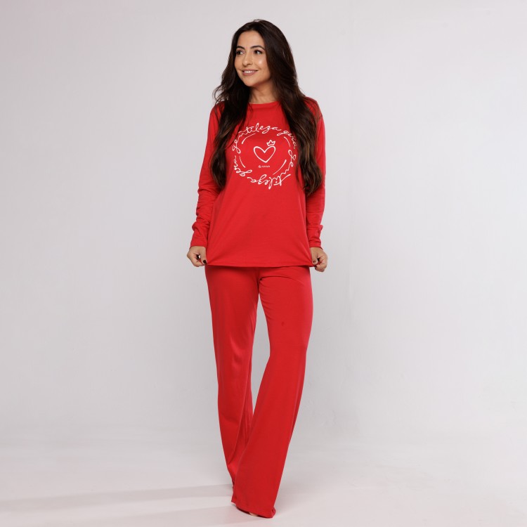 Pijama Longo Algodão Egípcio com Estampa em Silk