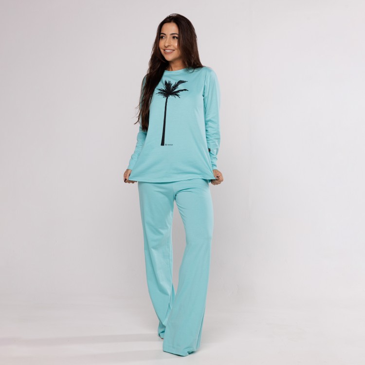 Pijama Longo Algodão Egípcio com Estampa em Silk