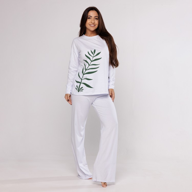 Pijama Longo Algodão Egípcio com Estampa em Silk