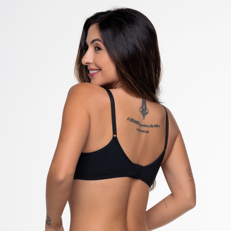 Sutiã Básico Preto em Algodão Egípcio sem Bojo