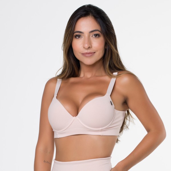 Sutiã Nude em Algodão Egípcio com Alça Reforçada e Bojo Soft Liso