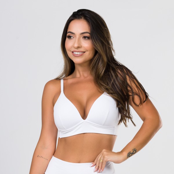 Sutiã Bojo Flexível, SEM Aro Formato Triangulo em Algodão Egípcio Branco
