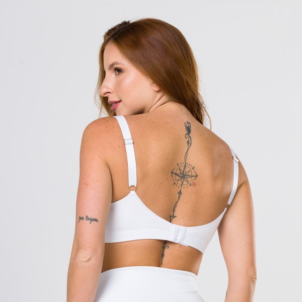 Sutiã Branco em Algodão Egípcio com Alça Reforçada e Bojo Soft com Viés